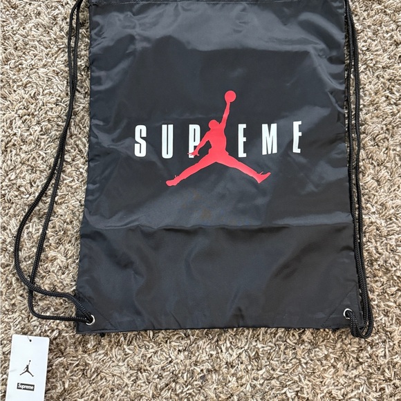 Supreme x Jordan Black Drawstring Bag
